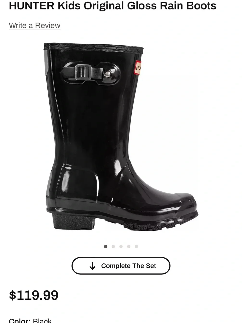 Hunter Black Kids' Waterproof Wellies